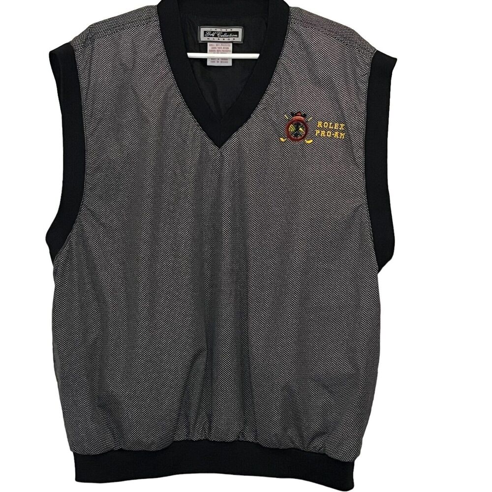 Inner Harbor Men's Golf Collection Rolex Pro-Am Gray Black Trim Preppy Vest Sz L